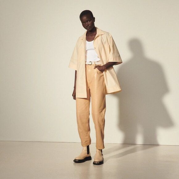 SANDRO Abby organic cotton-poplin shirt beige - Picture 2 of 8